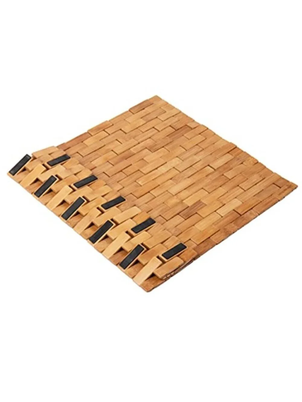 Bamboo Bath Mat Brown Non Slip Rubber Grip Roll Up Shower Bathroom Spa Floor Mat